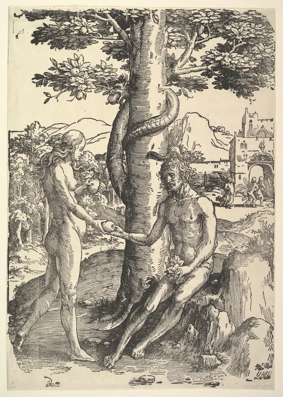 Fall of Man (Adam and  Eve) Wall Art by Lucas van Leyden - High-Resolution Digital Print
