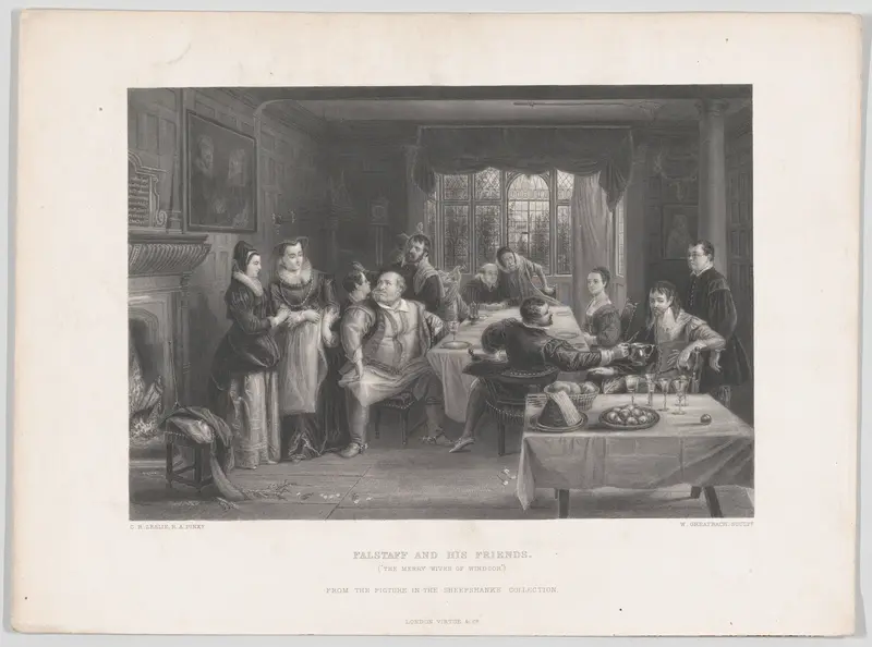 Falstaff and His Friends, "The Merry Wives of Windsor," from "The Art Journal," opposite p. 84 Wall Art by William Greatbach - High-Resolution Digital Print