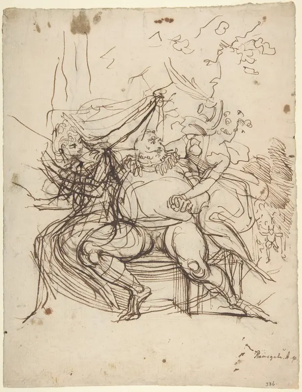 Falstaff with Mrs. Ford and Mrs. Page (Shakespeare, The Merry Wives of Windsor, Act 5, Scene 5) Wall Art by Henry Fuseli - High-Resolution Digital Print