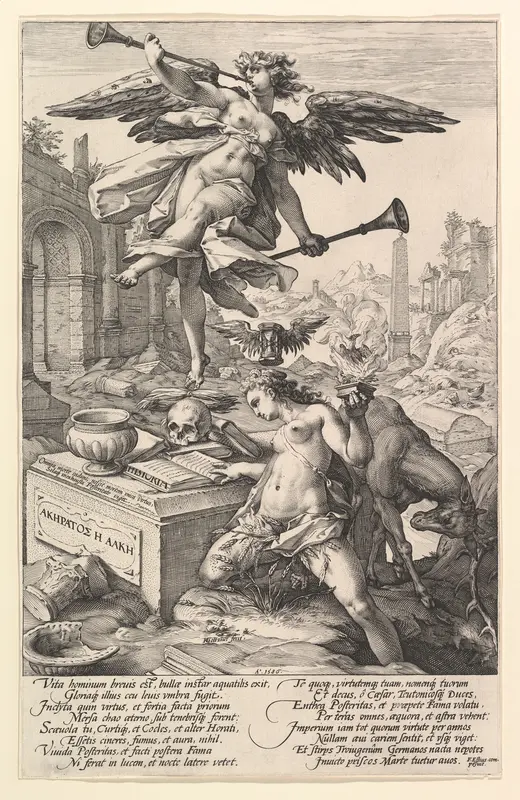 Fame and History, from "The Roman Heroes" Wall Art by Hendrick Goltzius - High-Resolution Digital Print