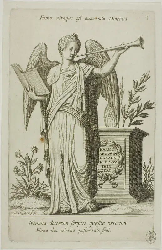 Fame, plate 1 from Parnassus Biceps Wall Art by Johann Theodor de Bry - High-Resolution Digital Print