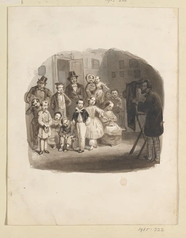 Familie poserend voor een groepsfoto Wall Art by Johann Wilhelm Kaiser (I) - High-Resolution Digital Print