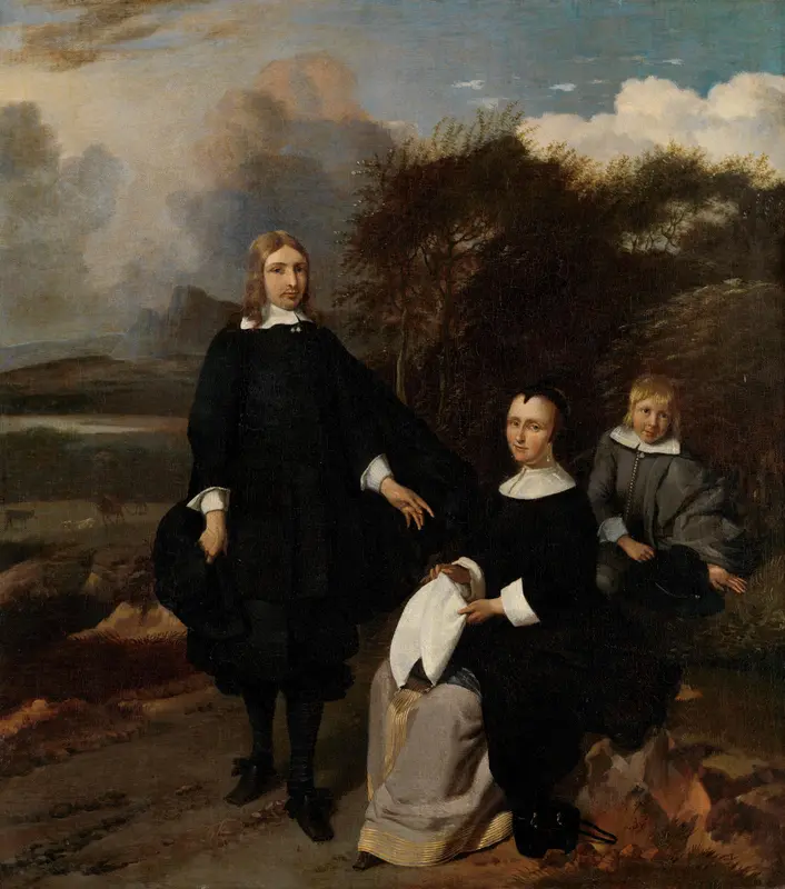 Familiegroep in een landschap Wall Art by Barend Graat - High-Resolution Digital Print