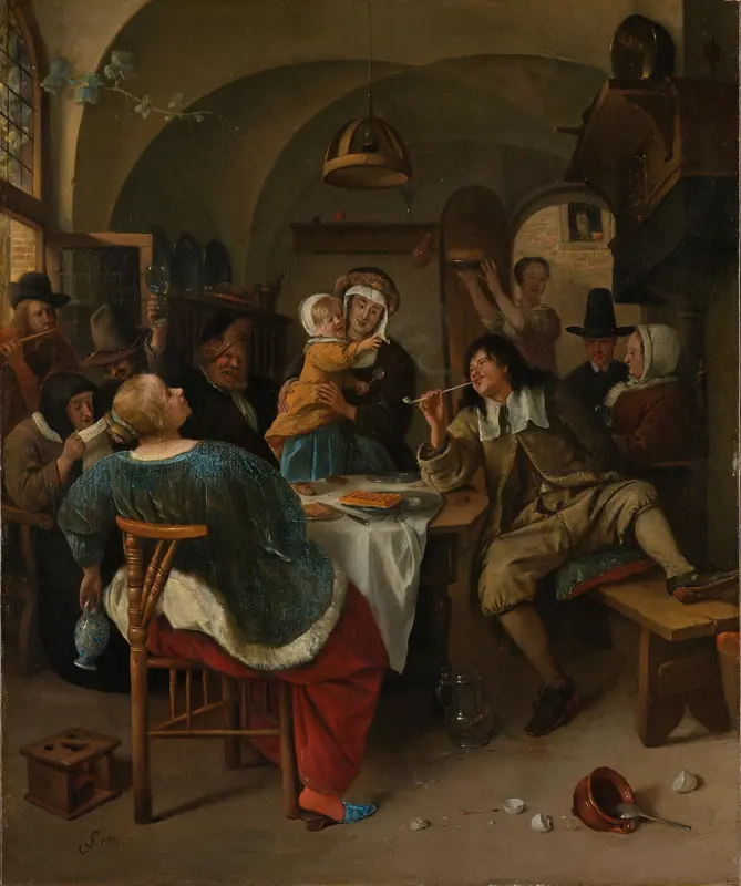 Familietafereel Wall Art by Jan Havicksz. Steen - High-Resolution Digital Print