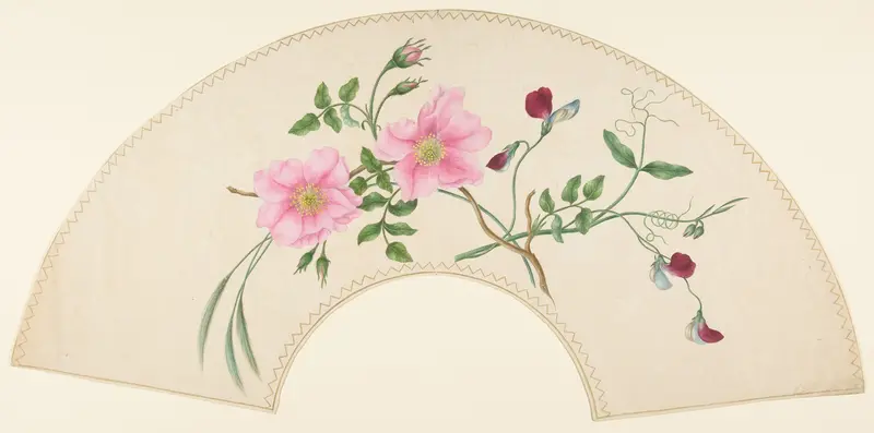 Fan Design with Flower Motifs Wall Art by Anonymous, French, 19th century - High-Resolution Digital Print