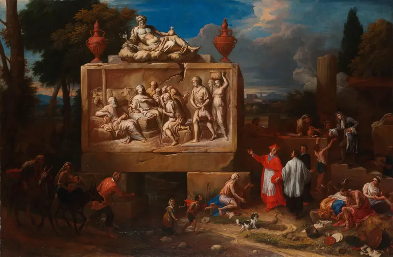 Fantasielandschap met de heilige Carlo Borromeo Wall Art by Henry Ferguson - High-Resolution Digital Print