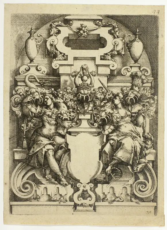 Fantastic Architecture, plate 36 (later 44, and 125) from Architectura Wall Art by Wendel Dietterlin - High-Resolution Digital Print