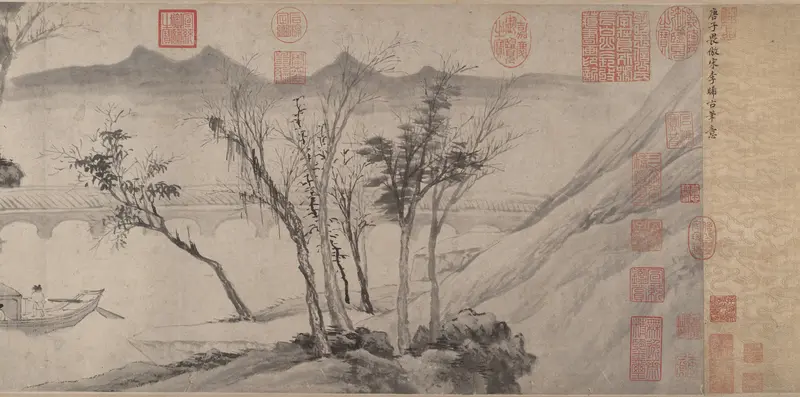 Farewell at the Bridge of the Hanging Rainbow Wall Art by Tang Yin - High-Resolution Digital Print