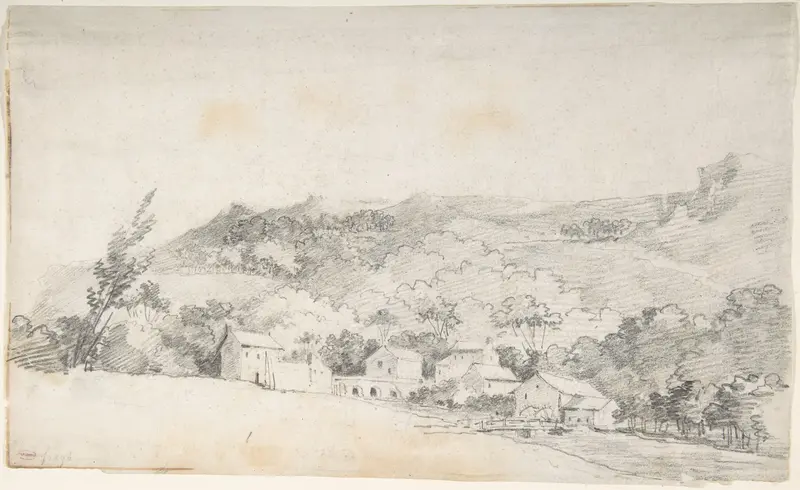 Farm Buildings with Water Mill Wall Art by Jean Honoré Fragonard - High-Resolution Digital Print