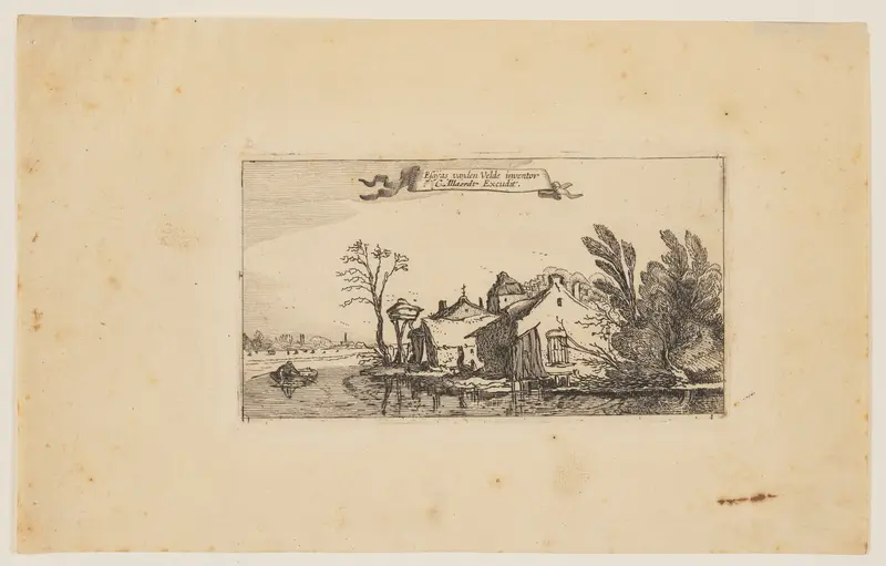 Farm to the Right of a River Wall Art by Esaias van den Velde, I - High-Resolution Digital Print
