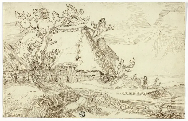 Farm Under Thatched Roofs Wall Art by Abraham Bloemaert - High-Resolution Digital Print