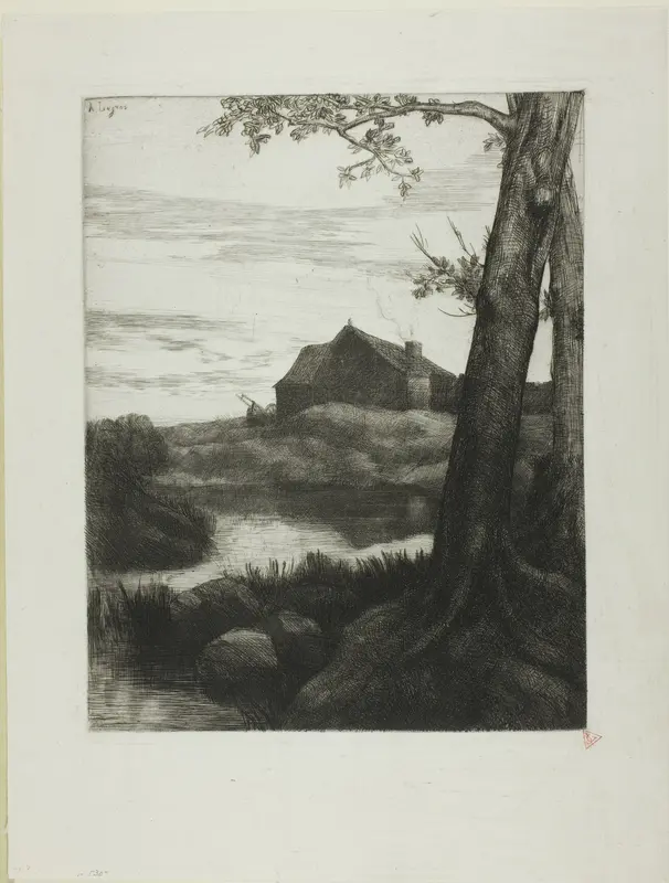 Farm with Large Tree Wall Art by Alphonse Legros - High-Resolution Digital Print