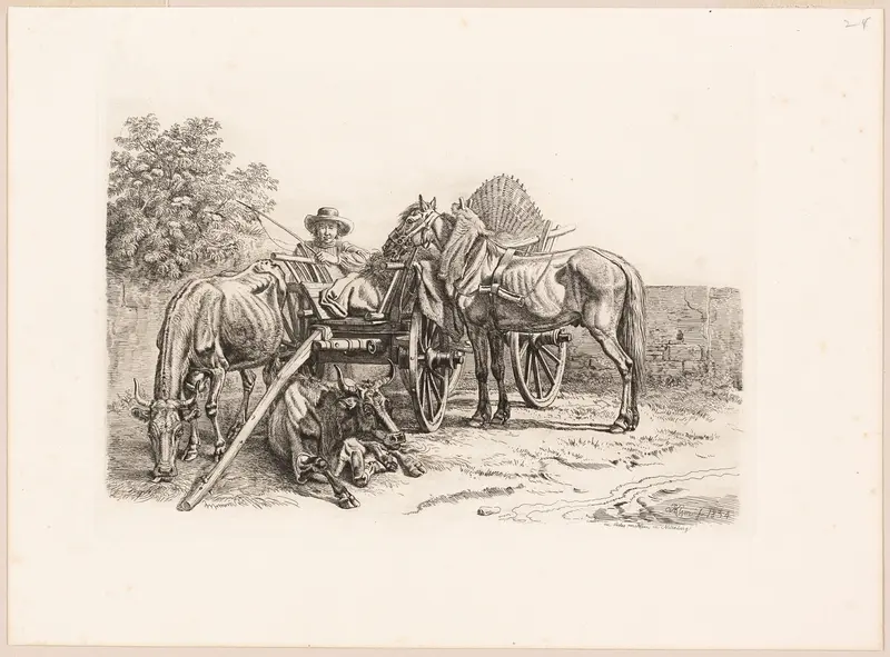 Farmer and His Cart Wall Art by Johann Adam Klein - High-Resolution Digital Print