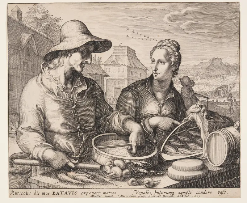 Farmer and His Wife at Market