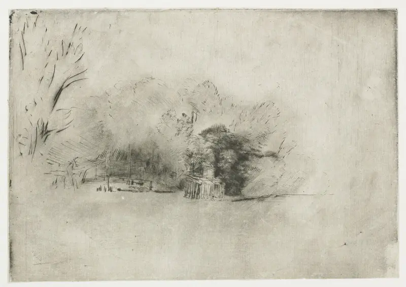 Farmhouse among Trees Wall Art by Rembrandt van Rijn - High-Resolution Digital Print