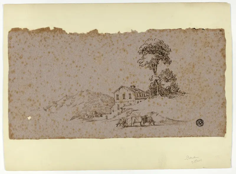 Farmhouse in the Mountains with Cows in Foreground Wall Art by Thomas Barker - High-Resolution Digital Print