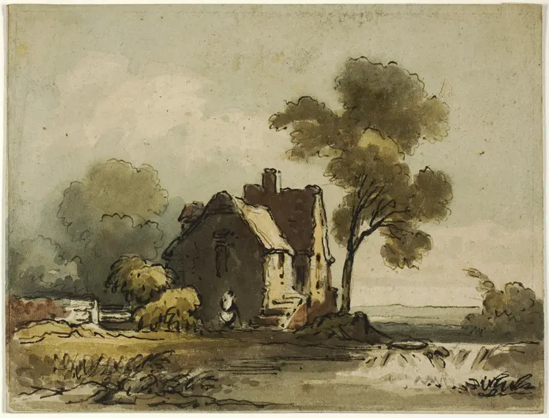 Farmhouse (recto); Landscape with Church Tower (verso) Wall Art by James "Drunken" Robertson - High-Resolution Digital Print