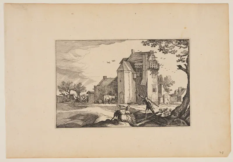 Farmhouse with Dovecotes, from Landscapes (Verscheyden aerdige Lanthuysen...)