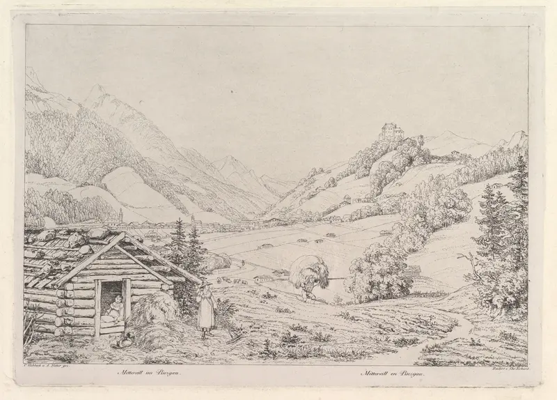 Farming scene, "Mittersill im Pinzgau" Wall Art by Johann Christoph Erhard - High-Resolution Digital Print