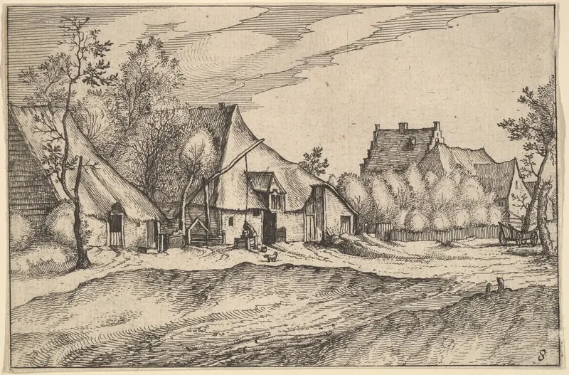 Farms in a Village from Regiunculae et Villae Aliquot Ducatus Brabantiae Wall Art by Claes Jansz. Visscher - High-Resolution Digital Print