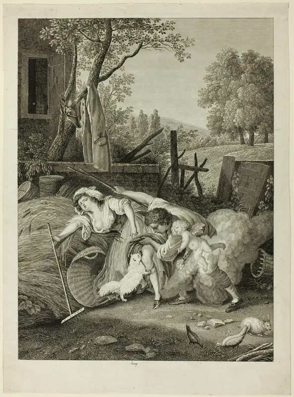 Farmyard Scene Wall Art by Jean Nicolas Lerouge - High-Resolution Digital Print