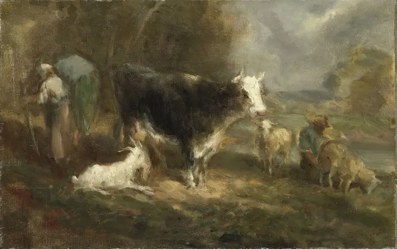 Farmyard with Cattle Wall Art by Unknown - High-Resolution Digital Print