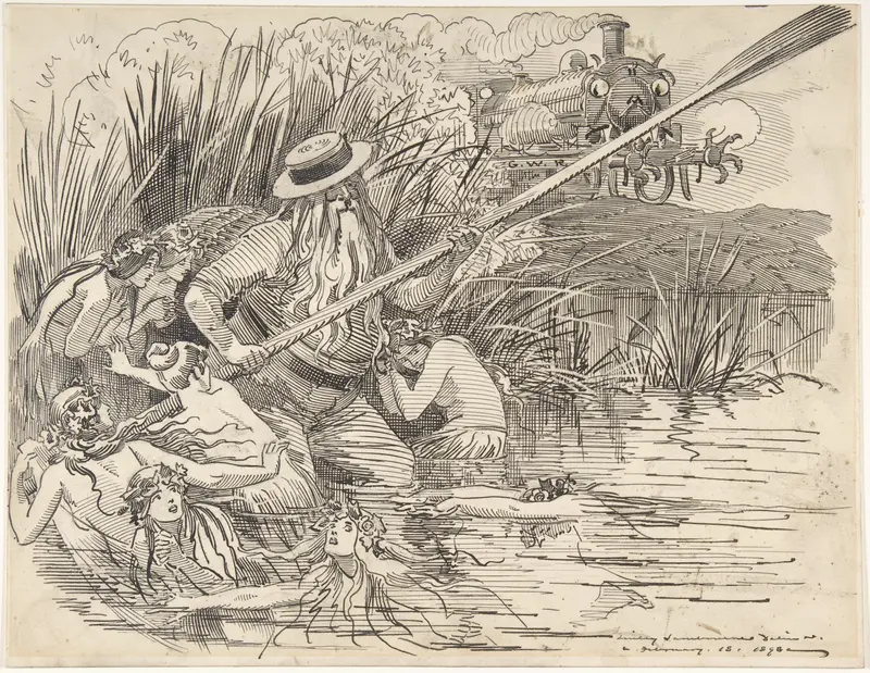 Father Thames and Henley Naiads (Cartoon published in Punch, February 26, 1898) Wall Art by Sir (Edward) Linley Sambourne - High-Resolution Digital Print