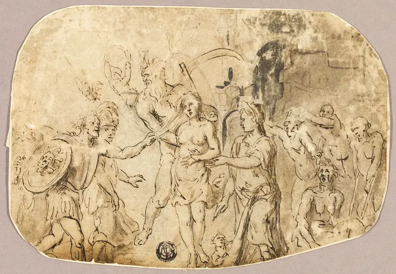 Father Time Taking Maiden from Soldier Wall Art by Unknown artist - High-Resolution Digital Print