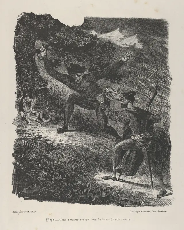 Faust and Mephistopheles in the Hartz Mountains, from Goethe's "Faust" Wall Art by Eugène Delacroix - High-Resolution Digital Print