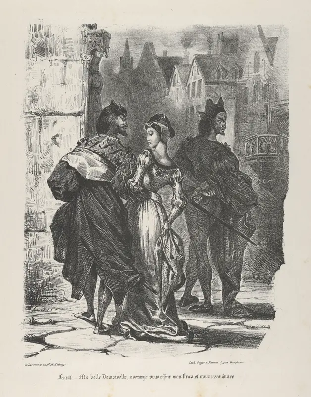 Faust Trying to Seduce Marguerite (Goethe, Faust) Wall Art by Eugène Delacroix - High-Resolution Digital Print