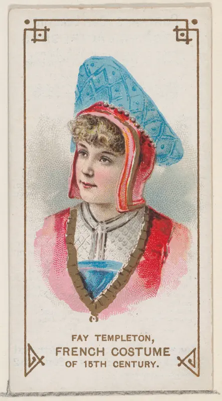 Fay Templeton in a French Costume of the 15th Century, from the set Actors and Actresses, First Series (N70) for Duke brand cigarettes Wall Art by W. Duke, Sons & Co. - High-Resolution Digital Print