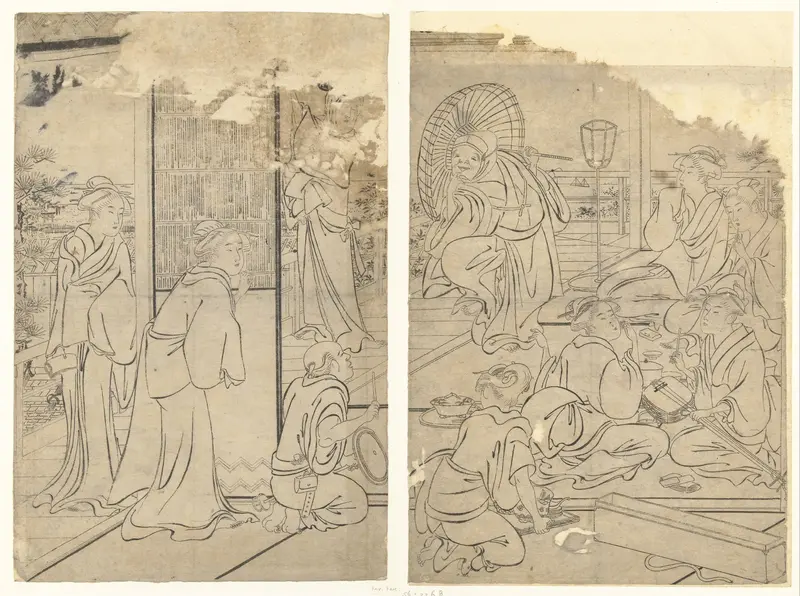 Feast in the Komeikan Teahouse Wall Art by Torii Kiyonaga - High-Resolution Digital Print