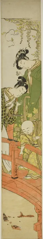 Feeding the Carp at Kameido Wall Art by Isoda Koryusai - High-Resolution Digital Print