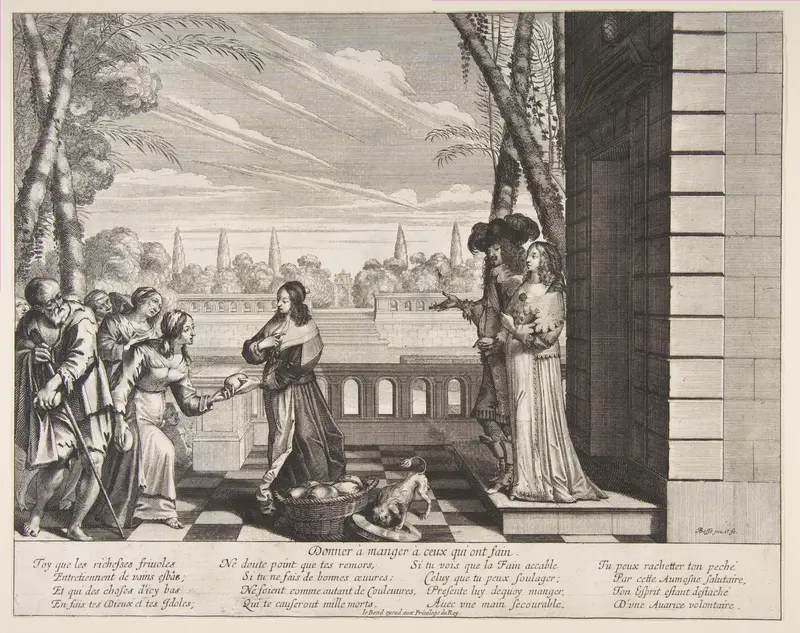 Feeding the Hungry, from "Acts of Mercy" (Les Oeuvres de Miséricorde) Wall Art by Abraham Bosse - High-Resolution Digital Print