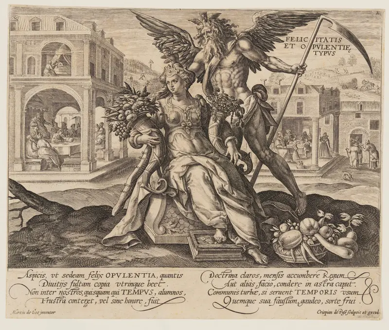 Felicitas et Opulentie Typus, from Time with Virtues and Vices Wall Art by Crispijn van de Passe, I - High-Resolution Digital Print