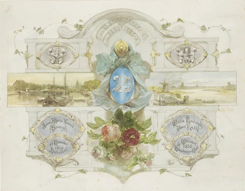 Felicitatie op de zilveren bruiloft van Otto Rudolph vom Rath en Anna Maria Louise Bunge, 1885 Wall Art by Charles Rochussen - High-Resolution Digital Print