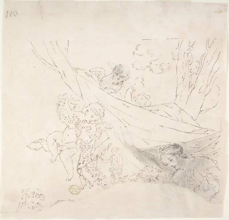Female Figure with Cherubs Wall Art by Anonymous, Italian, 18th century - High-Resolution Digital Print