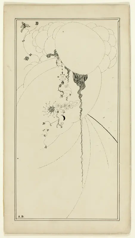 Female Figure with Large Hat Wall Art by Imitator of Aubrey Vincent Beardsley - High-Resolution Digital Print