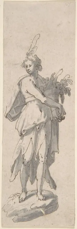 Female Holding a Plant Wall Art by Anonymous, Italian, 17th century - High-Resolution Digital Print