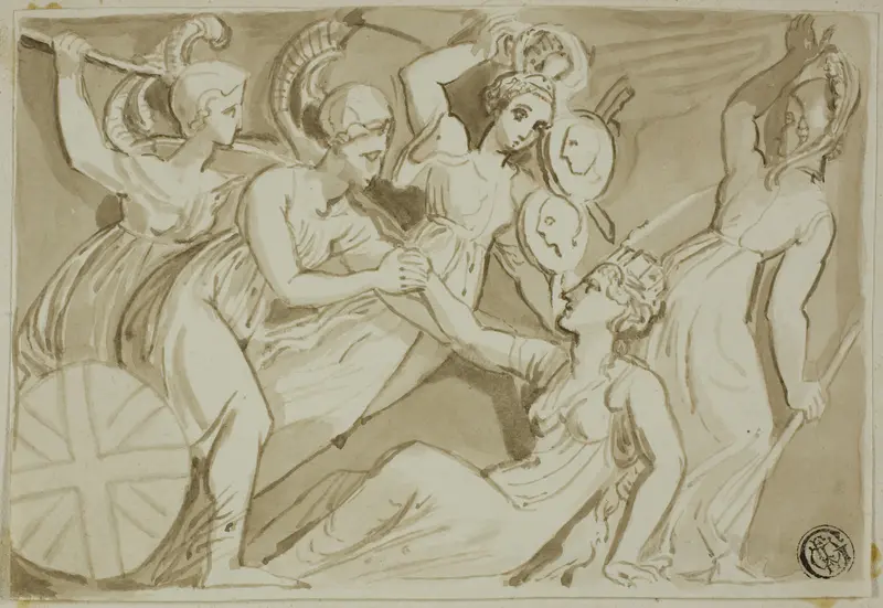 Female Warriors Coming to the Aid of Britannia Wall Art by Thomas Stothard - High-Resolution Digital Print