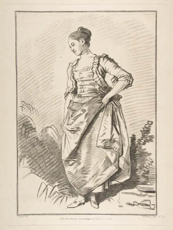 Femme debout de face Wall Art by Jean Honoré Fragonard - High-Resolution Digital Print