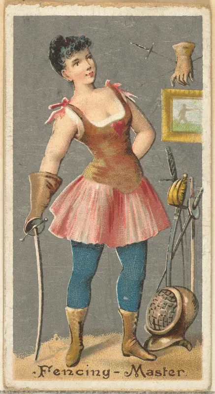 Fencing - Master, from the Occupations for Women series (N166) for Old Judge and Dogs Head Cigarettes Wall Art by Goodwin & Company - High-Resolution Digital Print