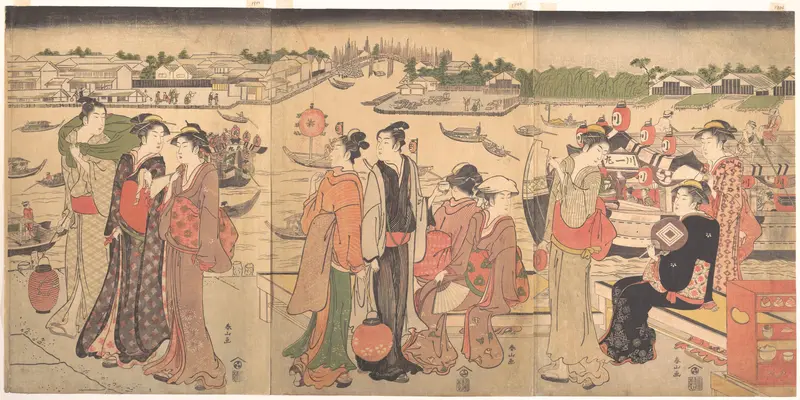 Festival by the Sumida River Wall Art by Katsukawa Shunzan - High-Resolution Digital Print