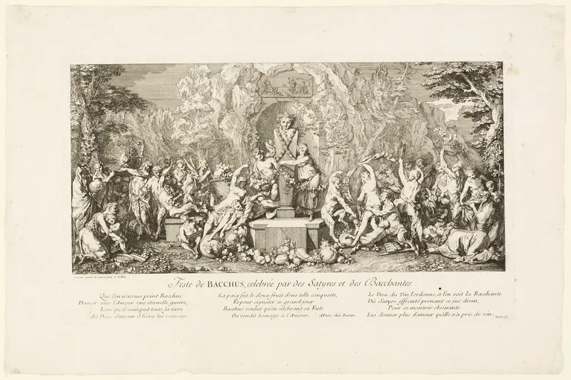 Festival of Bacchus Celebrated by Satyrs and Bacchantes Wall Art by Claude Gillot - High-Resolution Digital Print