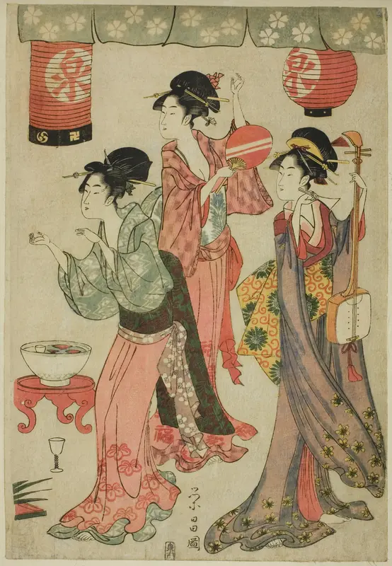 Festivity at a teahouse, from a parody of Chushingura Wall Art by Chokosai Eisho - High-Resolution Digital Print