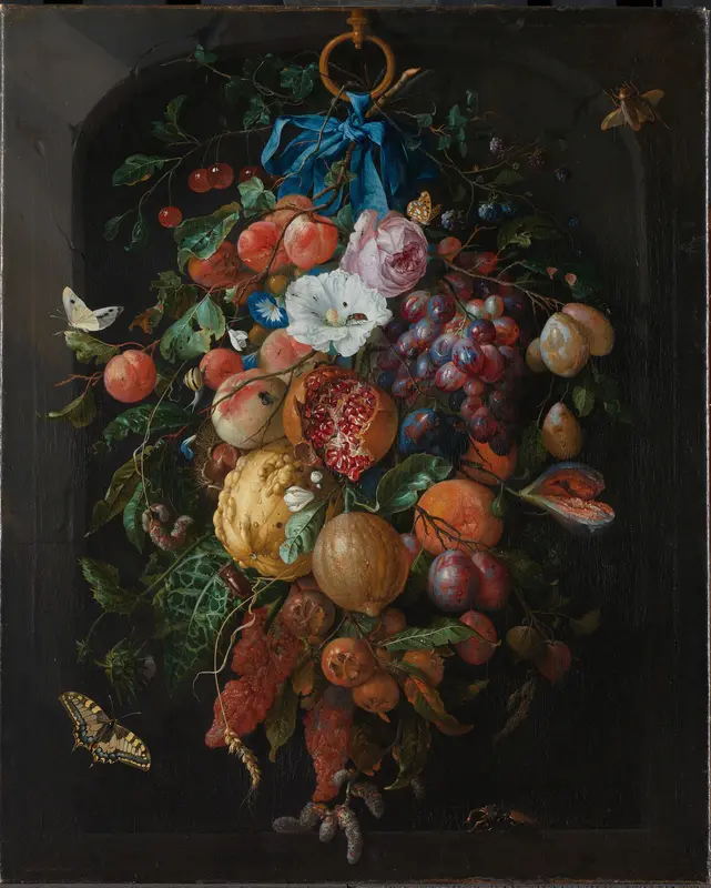 Festoon of Fruit and Flowers Wall Art by Jan Davidsz. de Heem - High-Resolution Digital Print
