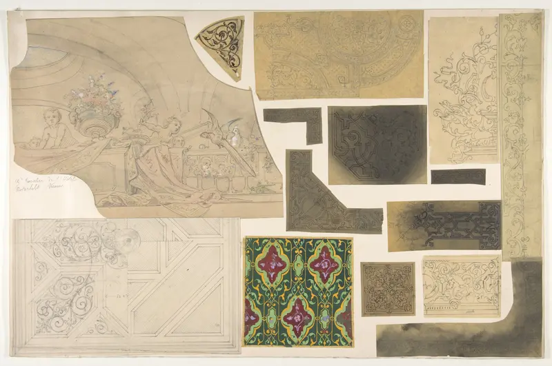 Fifteen Sketches for Ceiling and Cove Designs, Hôtel Rothschild, Vienna Wall Art by Jules-Edmond-Charles Lachaise - High-Resolution Digital Print