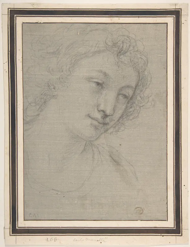 Figure of Young Man or Woman in Bust-length, in Three-Quarter View Wall Art by Carlo Maratti - High-Resolution Digital Print