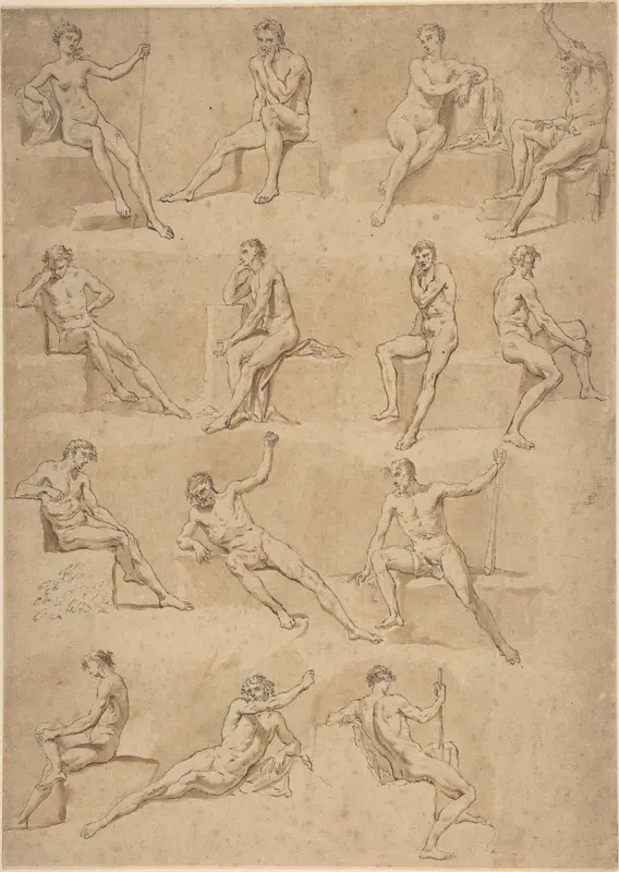 Figure Studies Wall Art by Hubert François Gravelot - High-Resolution Digital Print