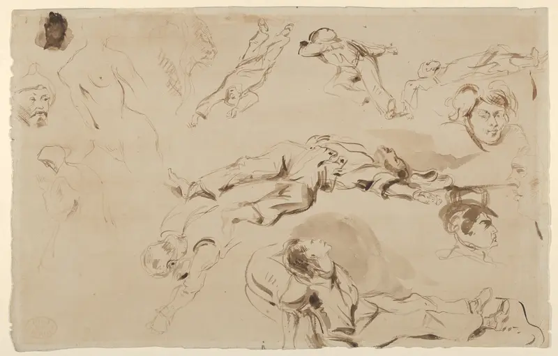 Figure Studies related to "Liberty Leading the People" Wall Art by Eugène Delacroix - High-Resolution Digital Print